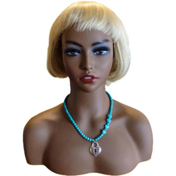 Faux Turquoise Howlite & Magnesite hearts Necklace 3035 - Picture 5 of 5